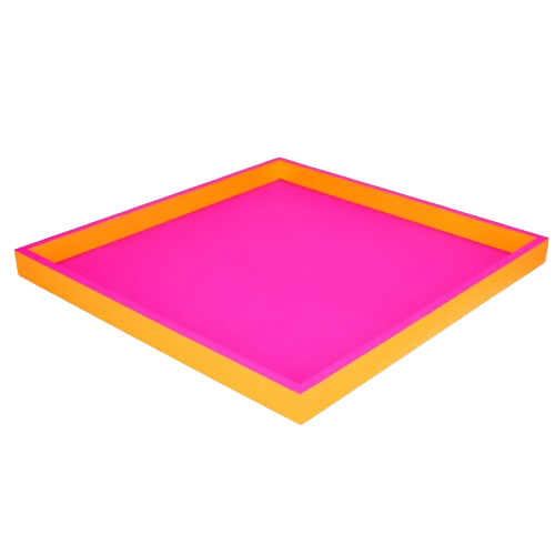 Dekorations fad/bakke - Pink og orange - Farverig bakke/fad til pyntegenstande på bordet - Kulora