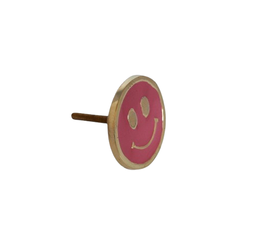 Doorknob Brass Smiley - Pink
