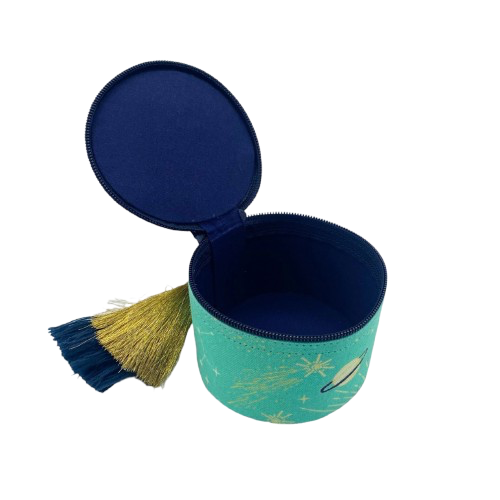 Glimmer Round Box - Turkis/Blå/Guld/Sort - Kulora