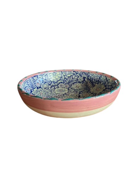 Florencia Low Bowl - Kobolt blå/rosa