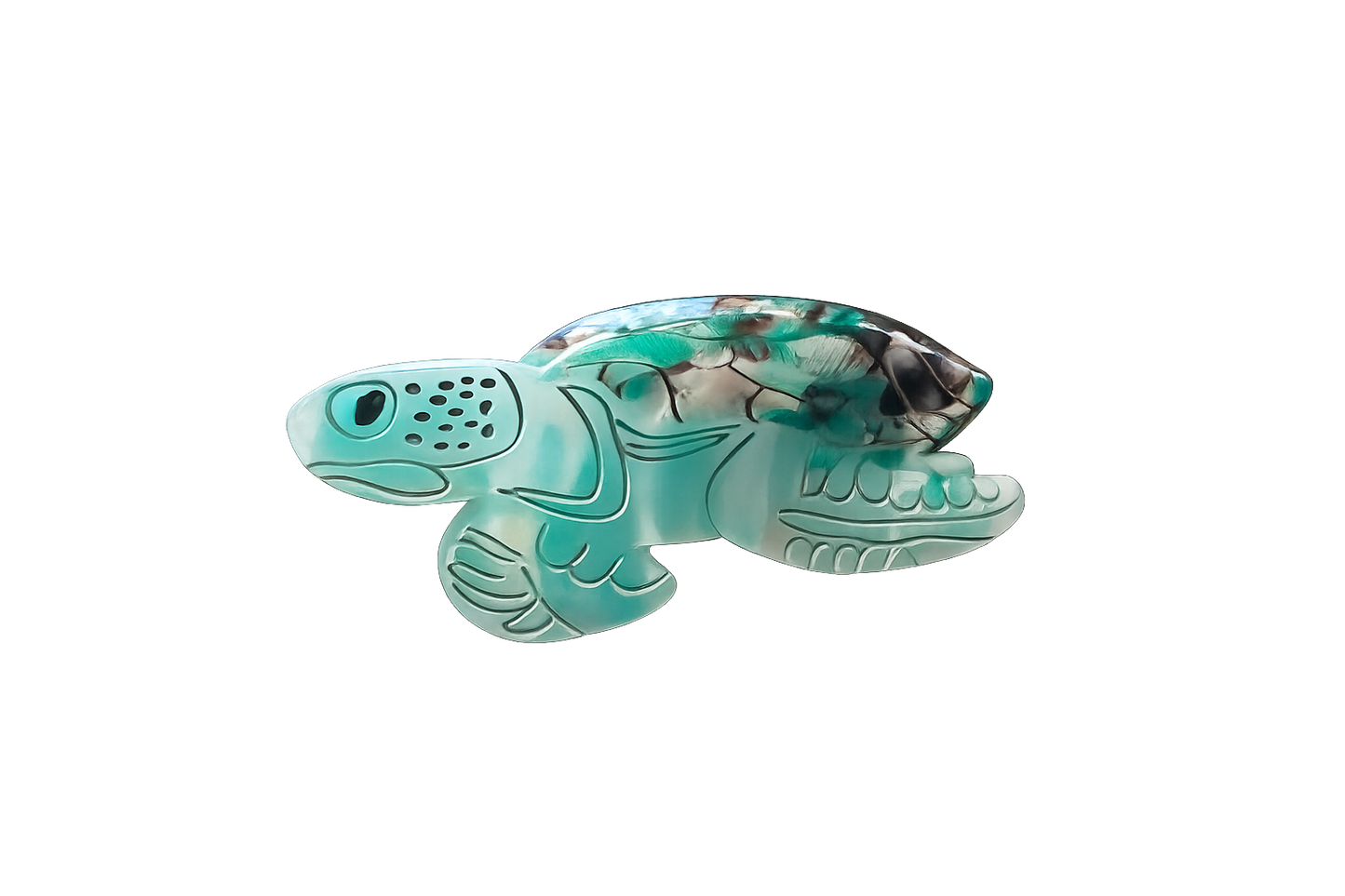 Skildpaddeklemme - Tyrkise nuancer - Elegant hårklemme designet som havskildpadde - Kulora 