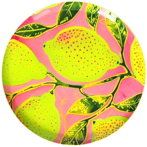 Dekofad - Pink/gul - Lille dekorations fad med citroner på - Kulora 
