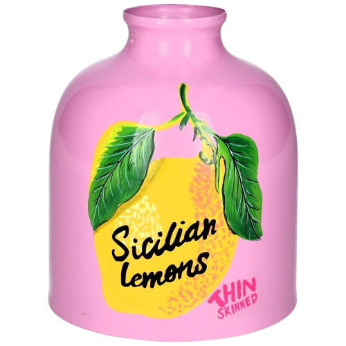 Taormina Sicilian lemon vase - Pink/gul - Pink vase med gul citron - Kulora