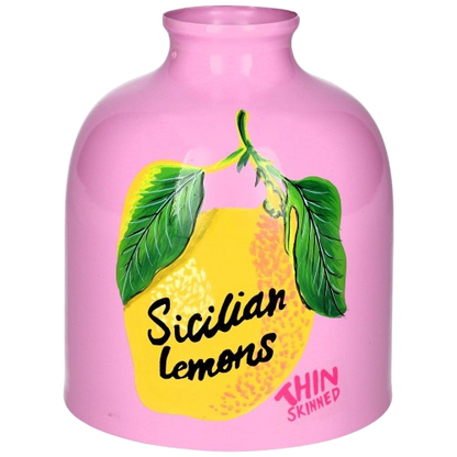 Taormina Sicilian lemon vase - Pink/gul - Pink vase med gul citron - Kulora