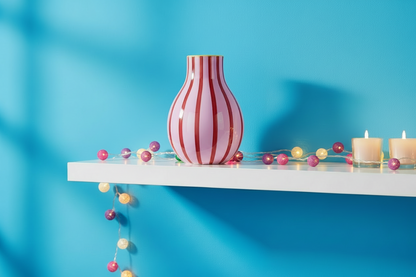 Artisan vase - Pink/rød/gul - Striber - Kulora