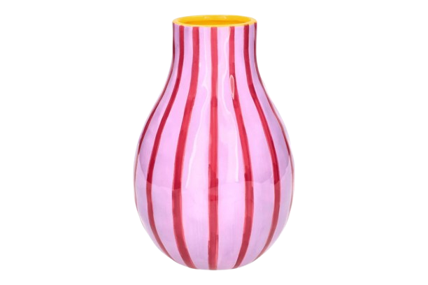 Artisan vase - Pink/rød/gul - Striber - Kulora