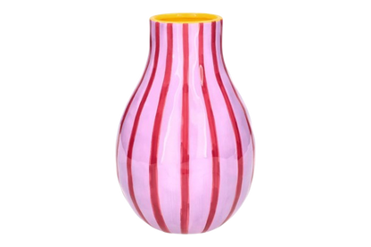 Artisan vase - Pink/rød/gul - Striber - Kulora