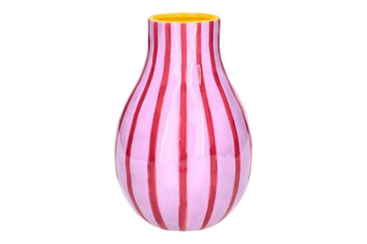 Artisan vase - Pink/rød/gul - Striber - Kulora
