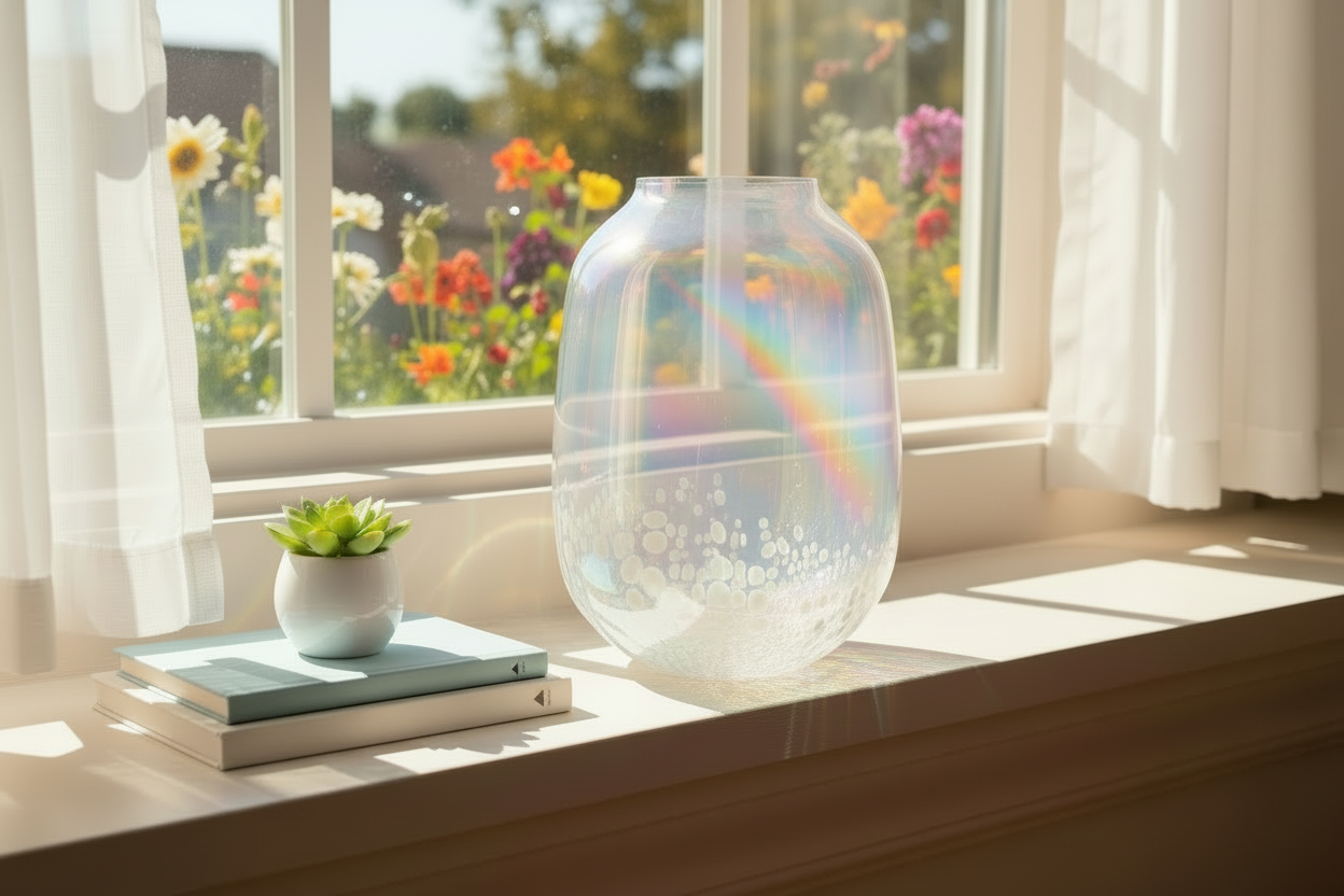 Vase - Hvide chips, Regnbue effekt