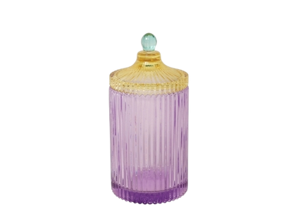 Glas krukke m. låg - Violet/gul