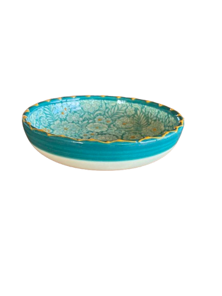 Florencia Low Bowl - Tyrkis/gul
