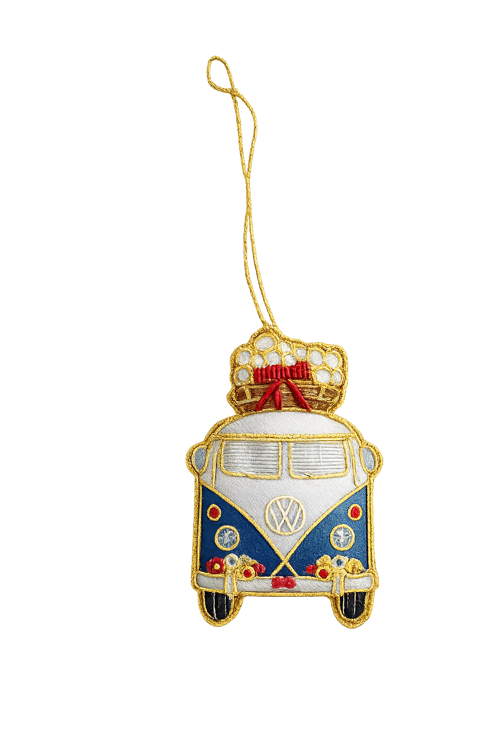 Folkevogns ornament - Blå/hvid - Ophæng af en blå og hvid folkevogn - Kulora