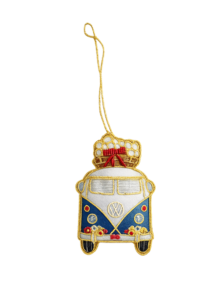 Folkevogns ornament - Blå/hvid - Ophæng af en blå og hvid folkevogn - Kulora