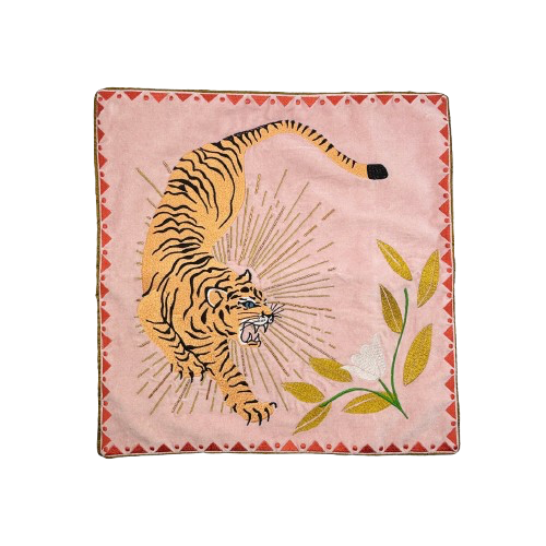 Inked Tiger Cushion - Gul/Grøn/Rød/Orange/Blå - Kulora