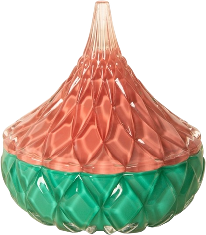 Glas krukke m. låg - Grøn/pink