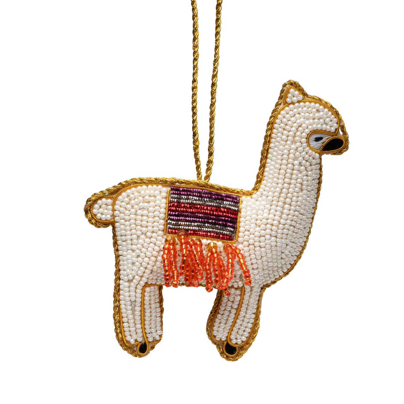Ornament af en lama - Hvid og rødlige nuancer - Til at hænge - Kulora