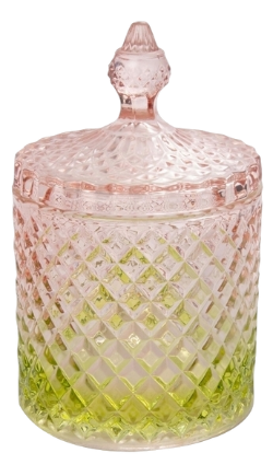 Glas krukke m. låg - Lime/rosa