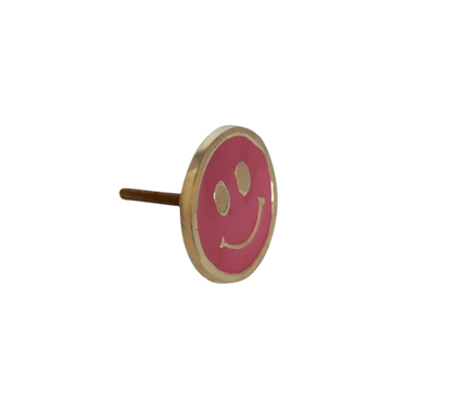 Doorknob Brass Smiley - Pink
