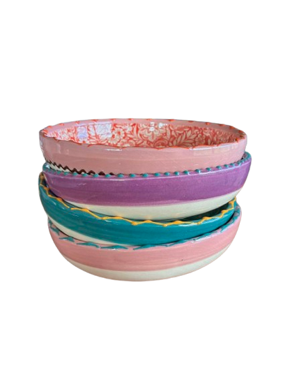 Florencia Low Bowl - Lilla/tyrkis