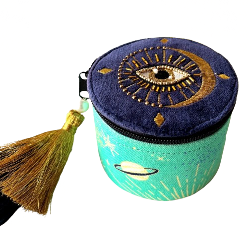 Glimmer Round Box - Turkis/Blå/Guld/Sort - Kulora