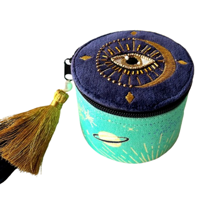Glimmer Round Box - Turkis/Blå/Guld/Sort - Kulora